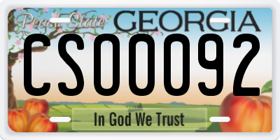 GA license plate CSO0092
