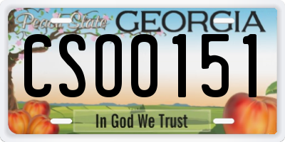 GA license plate CSO0151