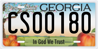 GA license plate CSO0180