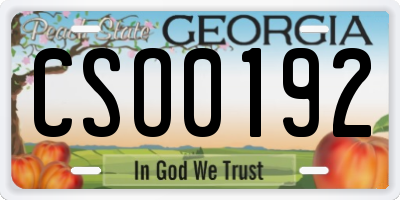 GA license plate CSO0192