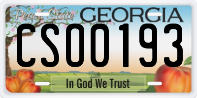 GA license plate CSO0193