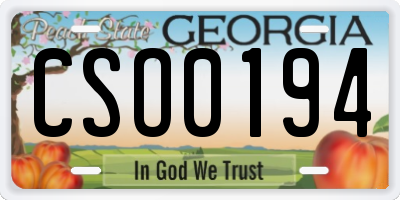 GA license plate CSO0194