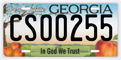 GA license plate CSO0255