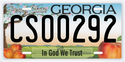 GA license plate CSO0292
