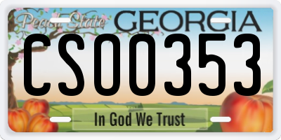 GA license plate CSO0353