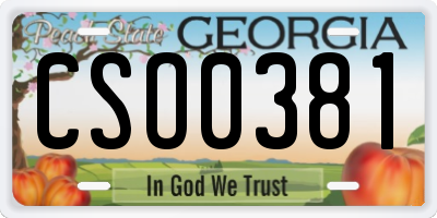 GA license plate CSO0381