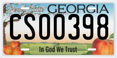 GA license plate CSO0398