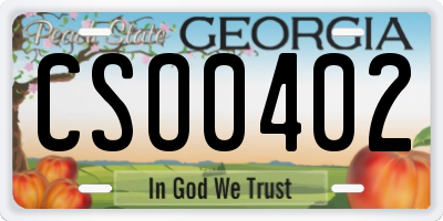 GA license plate CSO0402
