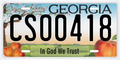 GA license plate CSO0418