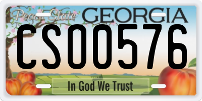 GA license plate CSO0576