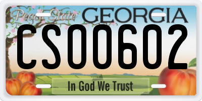 GA license plate CSO0602