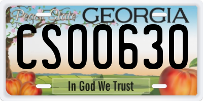 GA license plate CSO0630