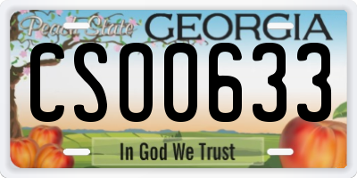 GA license plate CSO0633