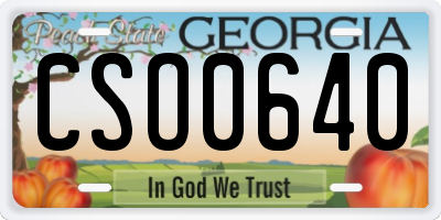 GA license plate CSO0640