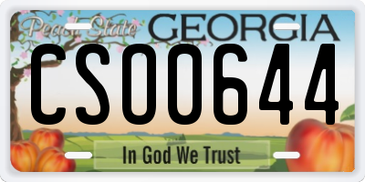 GA license plate CSO0644
