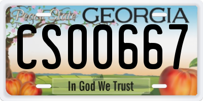 GA license plate CSO0667