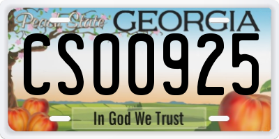 GA license plate CSO0925