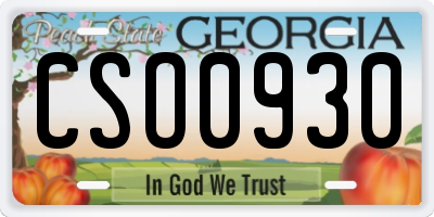 GA license plate CSO0930