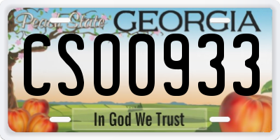 GA license plate CSO0933