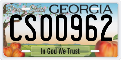 GA license plate CSO0962