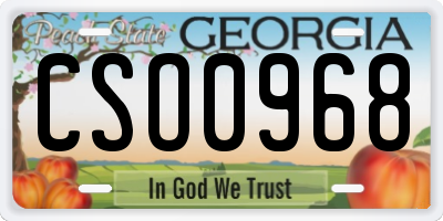 GA license plate CSO0968