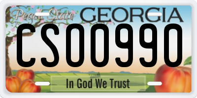 GA license plate CSO0990