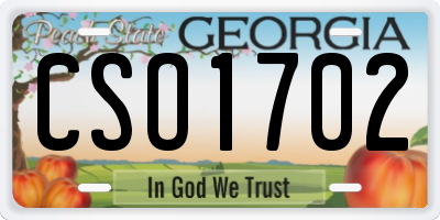 GA license plate CSO1702