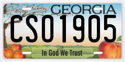 GA license plate CSO1905