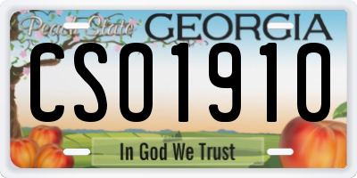 GA license plate CSO1910