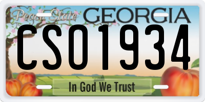 GA license plate CSO1934