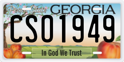 GA license plate CSO1949