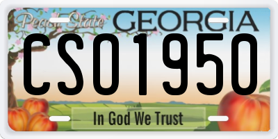 GA license plate CSO1950