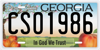 GA license plate CSO1986