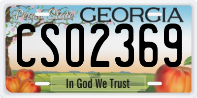 GA license plate CSO2369