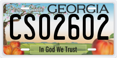 GA license plate CSO2602