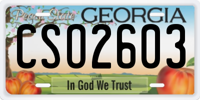 GA license plate CSO2603