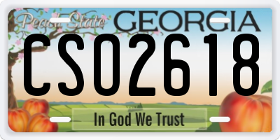GA license plate CSO2618