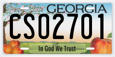 GA license plate CSO2701