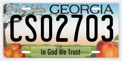 GA license plate CSO2703