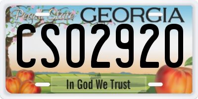 GA license plate CSO2920