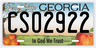 GA license plate CSO2922