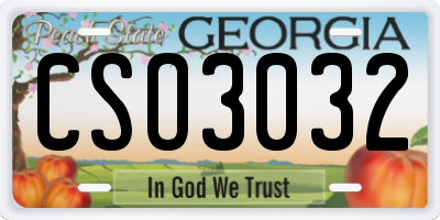 GA license plate CSO3032