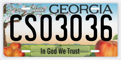 GA license plate CSO3036