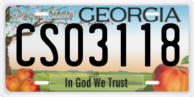 GA license plate CSO3118