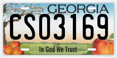 GA license plate CSO3169