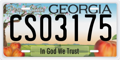 GA license plate CSO3175