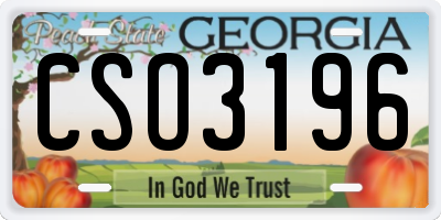 GA license plate CSO3196