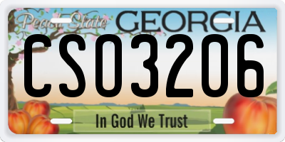 GA license plate CSO3206
