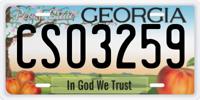 GA license plate CSO3259