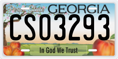 GA license plate CSO3293